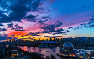 A beautiful sunset over Vancouver’s skyline